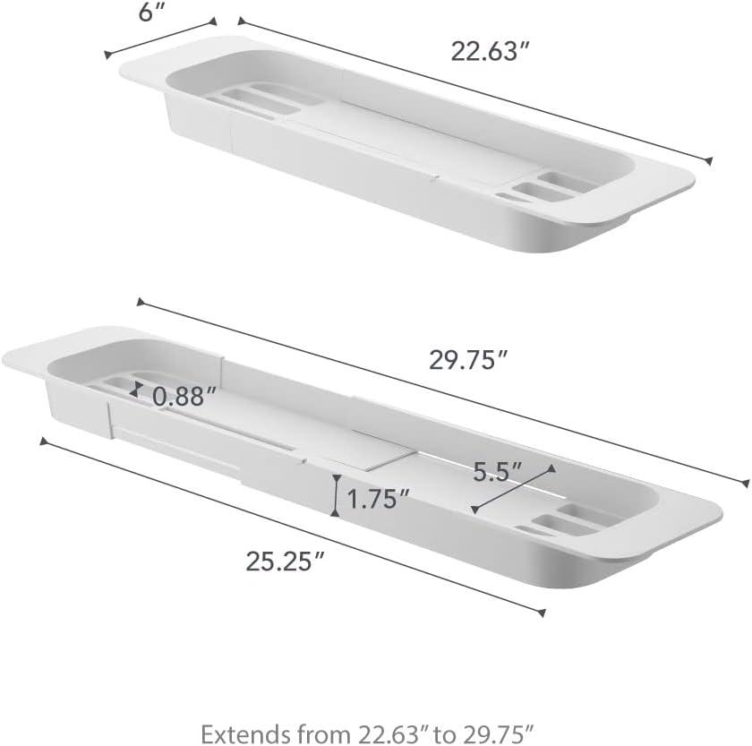 Tower Yamazaki Home Expandable Bathtub Caddy - Bathroom Tray Table Holder, 1.77" Height