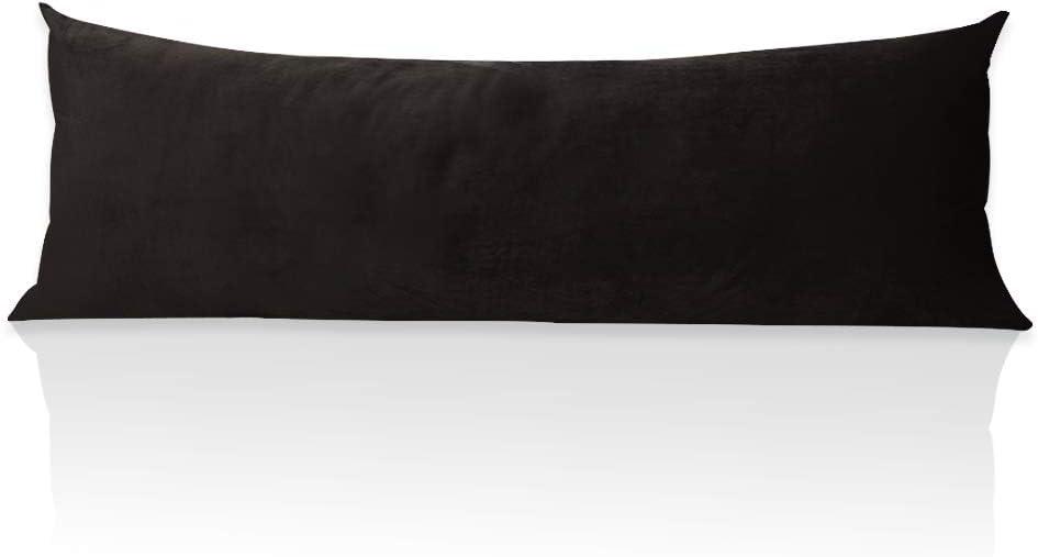StangH Black Body Pillow Pillowcase, 20 x 54 inches Soft Velvet Pillow Cover with Zipper Closure, Warm Cozy Body Pillowcase for Adults Pregnant Women, 1 Piece