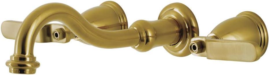 Brushed Brass Two-Handle Wall Mount Bathroom Faucet