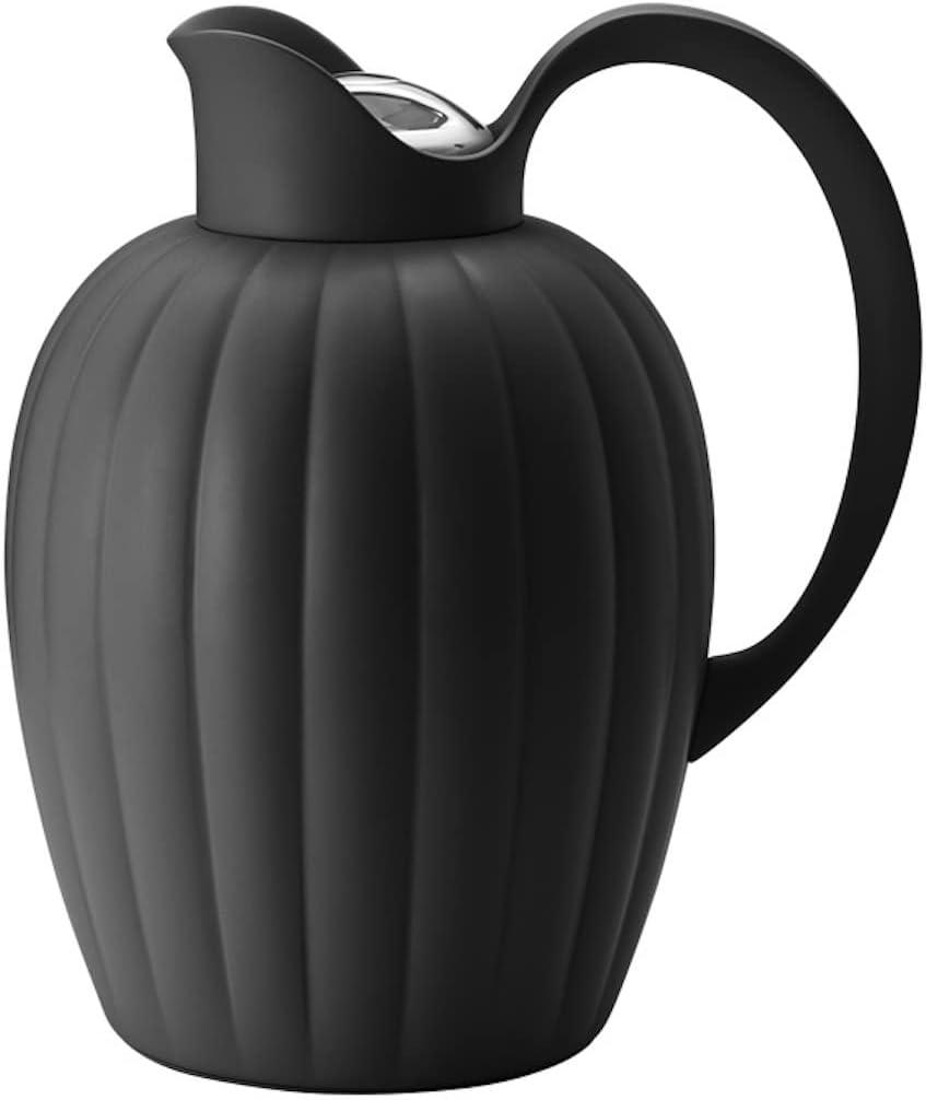 Midnight Black Grooved Stainless Steel Thermo Jug with Lid