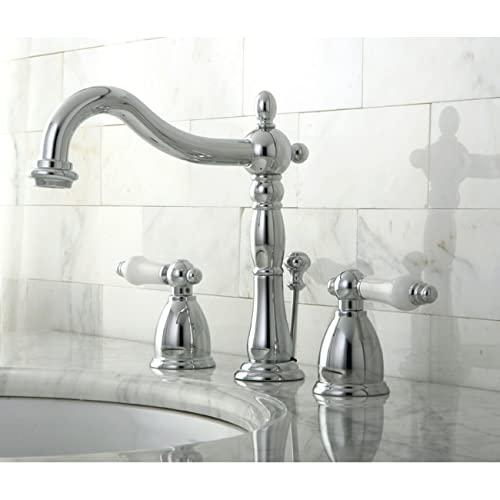 Kingston Brass Kingston Brass Heritage Two-Handle 3-Hole Deck Mount Widespread Bathroom Faucet with Brass Pop-Up Drain KB197PXAC