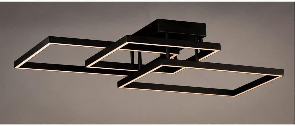 Modern Black Aluminum and Steel LED Flush Mount Ceiling Light