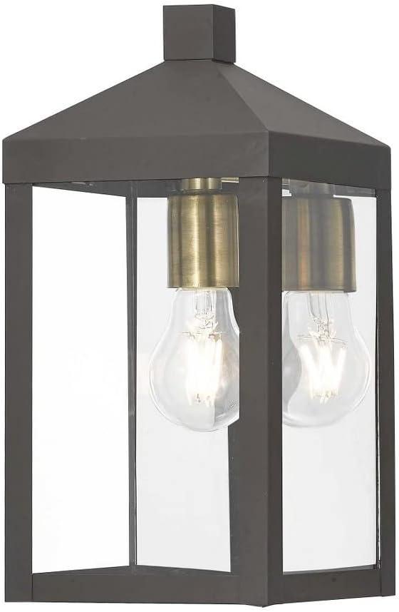 Nyack Bronze Finish Clear Glass Dimmable Outdoor Wall Lantern