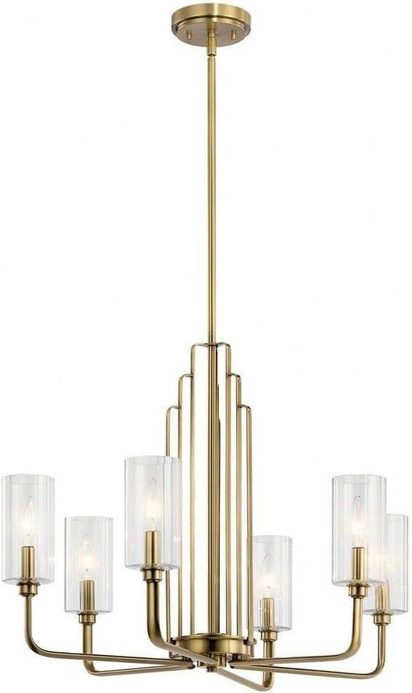 Kimrose™ 6 Light Chandelier with Clear Fluted Glass Brushed Natural Brass