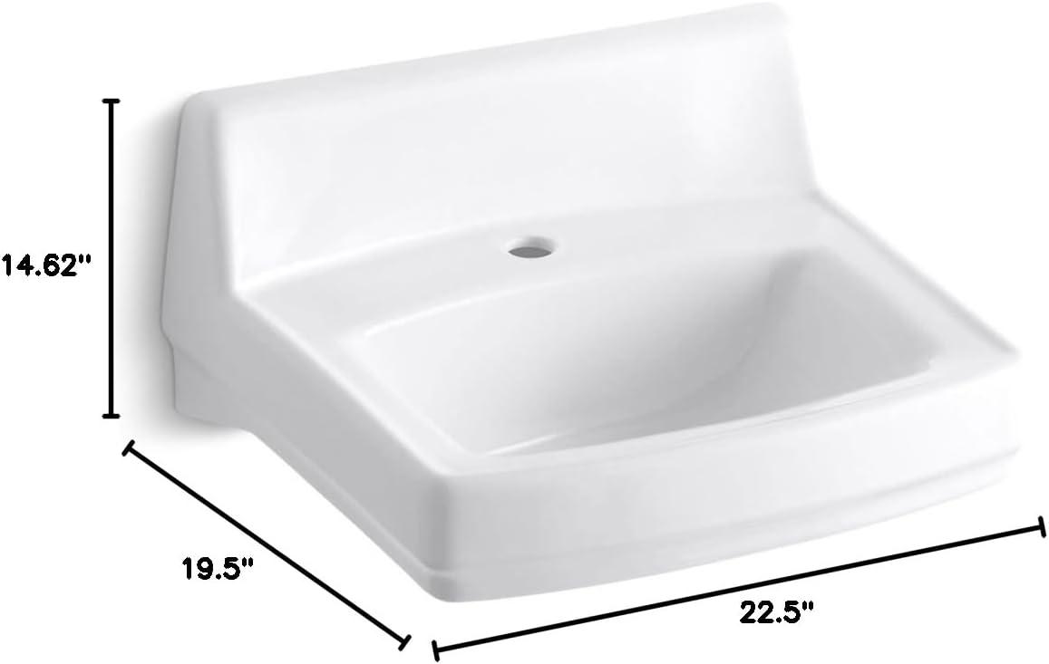 Greenwich Vitreous China Rectangular Wall Mount Bathroom Sink with Overflow