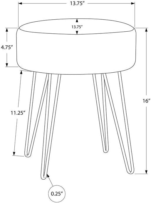 Ottoman, Pouf, Footrest, Foot Stool, 14" Round, Fabric, Metal Legs, Beige, Gold, Contemporary, Modern