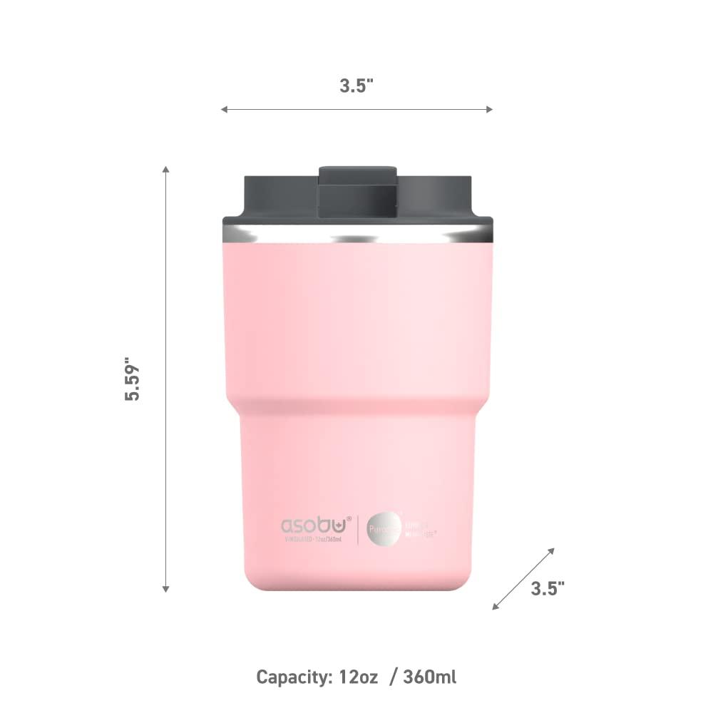 Asobu Ultimate Stainless Steel Ceramic Inner Coating Coffee Mug with Double Walled Copper Lining Insulation, 12 Ounces - (Pink)