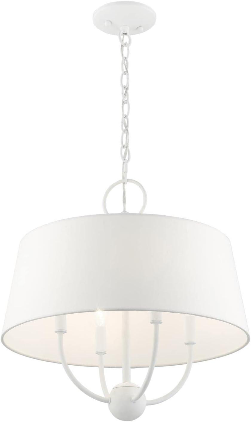 White Glass Drum 4-Light Indoor/Outdoor Chandelier