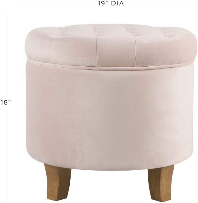 Velvet Tufted Round Storage Ottoman Pink Blush - HomePop