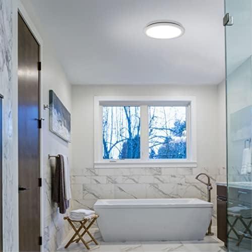 Homewerks 7141-50 Bathroom Fan Integrated LED Light Ceiling Mount Exhaust Ventilation 0.7 Sones 50 CFM  White