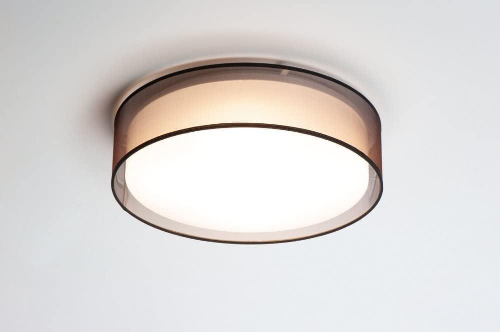 Maxim Prime 16" Wide Coastal Modern Grass Cloth Drum LED Ceiling Light