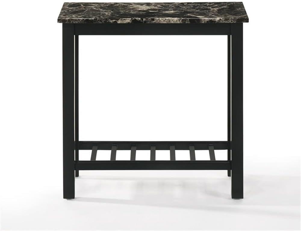 New Classic Furniture Eden 1-Shelf Faux Marble & Wood End Table in Black