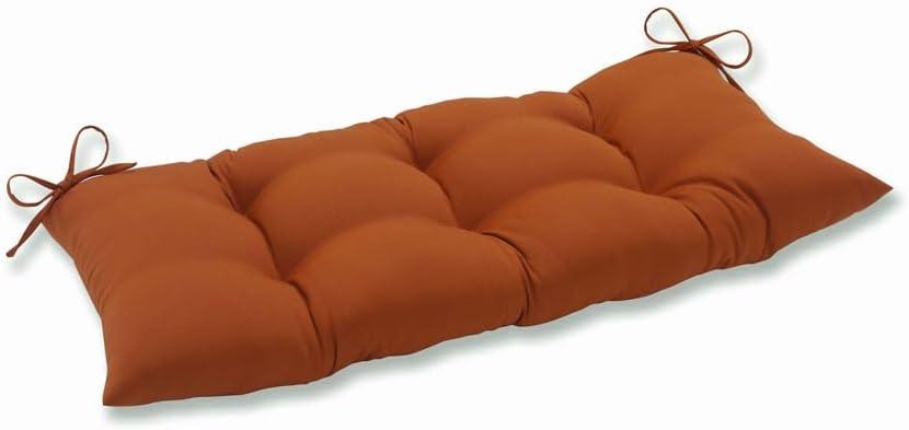 Pillow Perfect Monti Chino Solid Indoor/Outdoor Wicker Patio Sofa/Swing Cushion Tufted, Weather and Fade Resistant, 18.5" x 44", Orange
