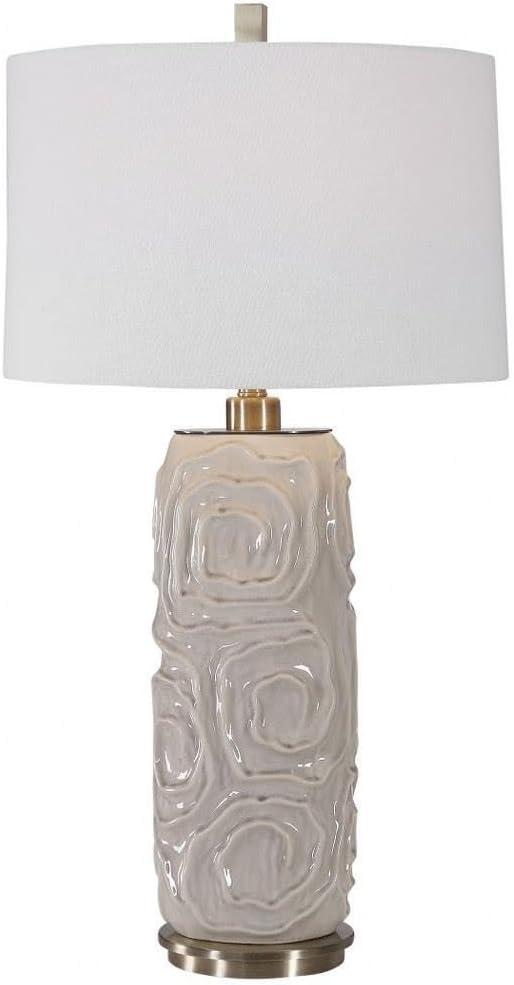 Zade 34" Warm Gray Ceramic Table Lamp with White Linen Shade