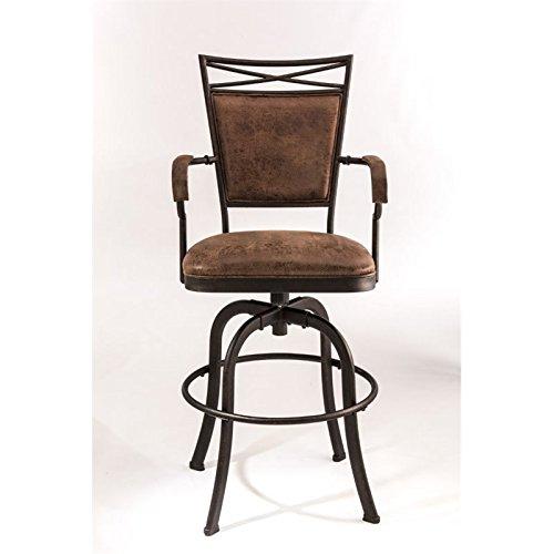 Bridgetown Tilt Base Barstool - Aged Bronze - Hillsdale Furniture: 360 Swivel, Metal Frame, Faux Leather Upholstery