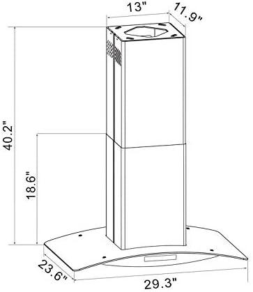 Winflo H102B Series 30" 500 CFM Convertible Island Range Hood in Stainless Steel With Filter Included