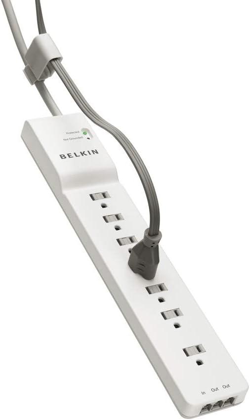 Belkin Home/Office Surge Protector, 7 AC Outlets, 6 ft Cord, 2,320 J, White
