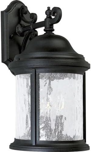 Progress Lighting Ashmore 3-Light Outdoor Wall Lantern in Textured Black, Clear Seeded Glass