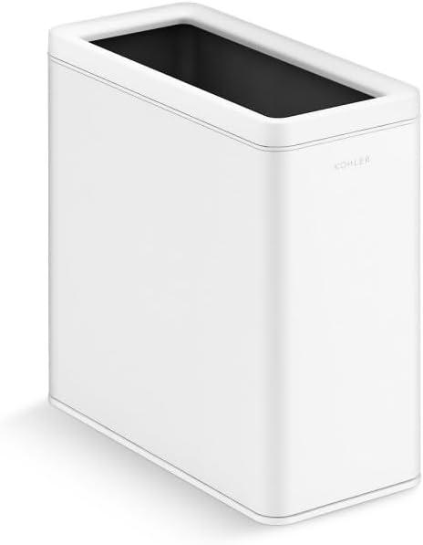 12-Liter White Stainless Steel Open-Top Trash Can