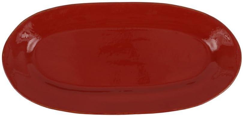 Paprika Red Ceramic Oval Serving Platter, 16-inch