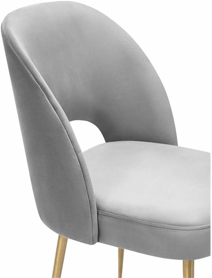 TOV Furniture Swell Light Grey Velvet Dining Chair with Gold Legs