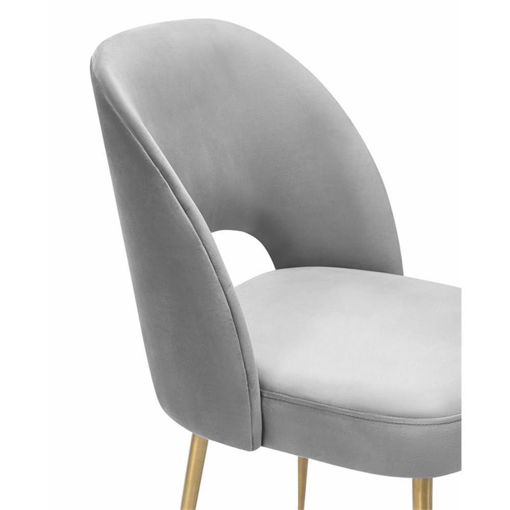TOV Furniture Swell Light Grey Velvet Dining Chair with Gold Legs