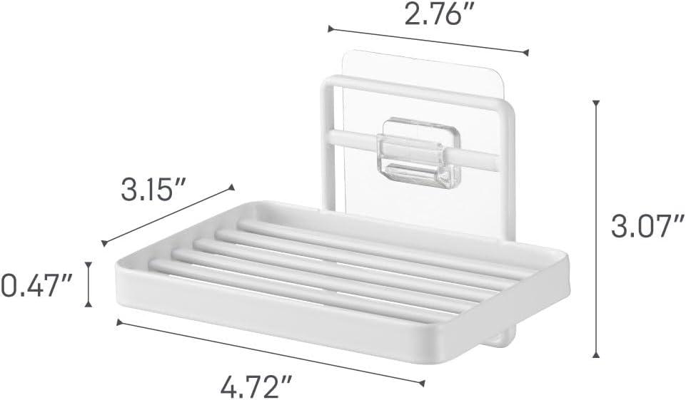 Yamazaki Home Traceless Adhesive Soap Tray, Holds 1.1 Lbs