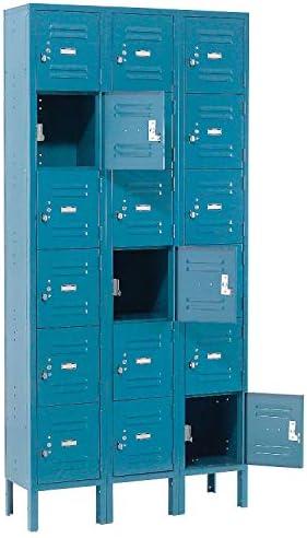 Global Industrial  12 x 15 x 12 in. Six Tier Global Locker with 18 Door Ready to Assemble - Blue
