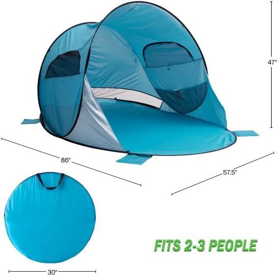 wakeman Wakeman UPF50+ Pop Up Beach Tent Sun Shelter, Blue