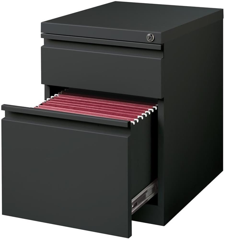 Hirsh 20" Deep Mobile Pedestal File Cabinet 2 Drawer Box-File, Letter Width, Charcoal