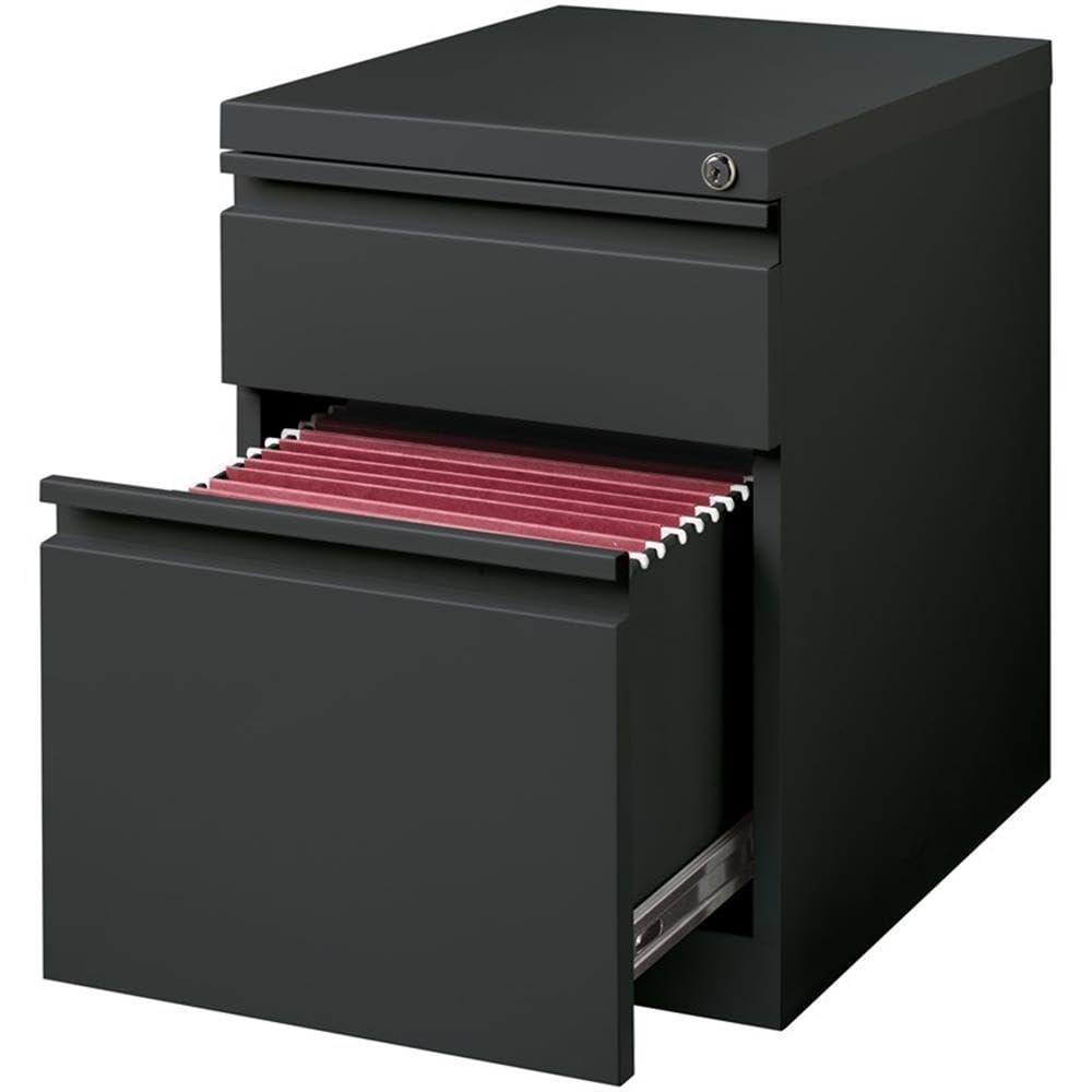 Hirsh 20" Deep Mobile Pedestal File Cabinet 2 Drawer Box-File, Letter Width, Charcoal