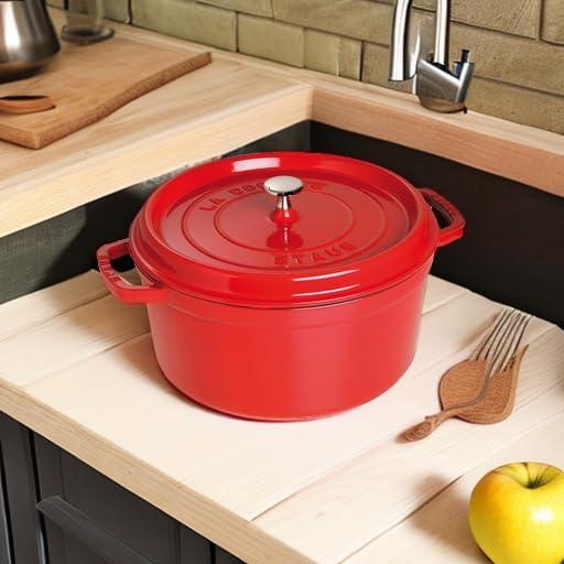 Staub Cast Iron 7-qt Round Cocotte - Cherry