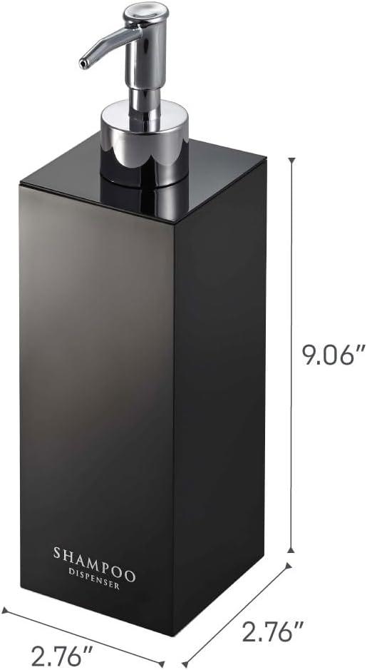 Black ABS Plastic Square Shampoo Dispenser with Steel Pump