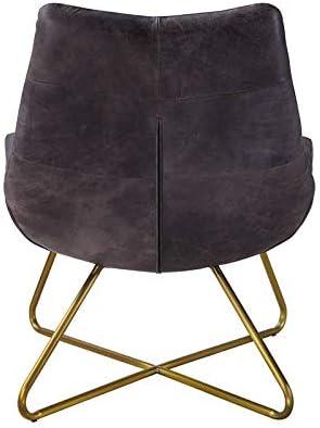 31" Dhalsim Accent Chair Antique BlackTop Grain Leather - Acme Furniture: No Assembly, Spot Clean, Wood Frame, Armless Design