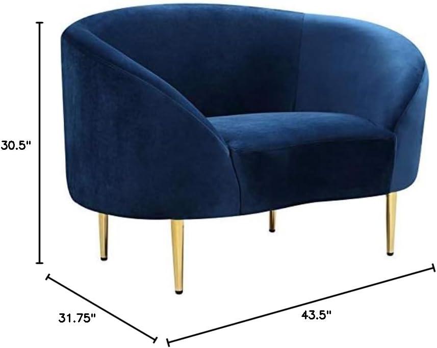 Meridian Furniture Ritz Velvet Accent Chair in Navy and Gold