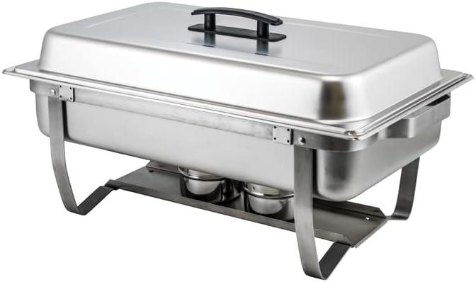 Full-Size Silver Stainless Steel Catering Chafer with Plastic Handle