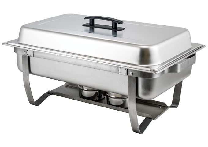 Full-Size Silver Stainless Steel Catering Chafer with Plastic Handle