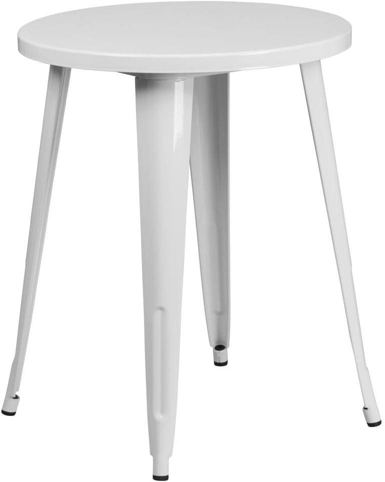 Flash Furniture Commercial Grade 24" Round White Metal Indoor-Outdoor Table