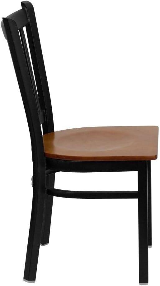 Cherry Wood and Black Metal Mid-Back Bar Chair, Set of 2