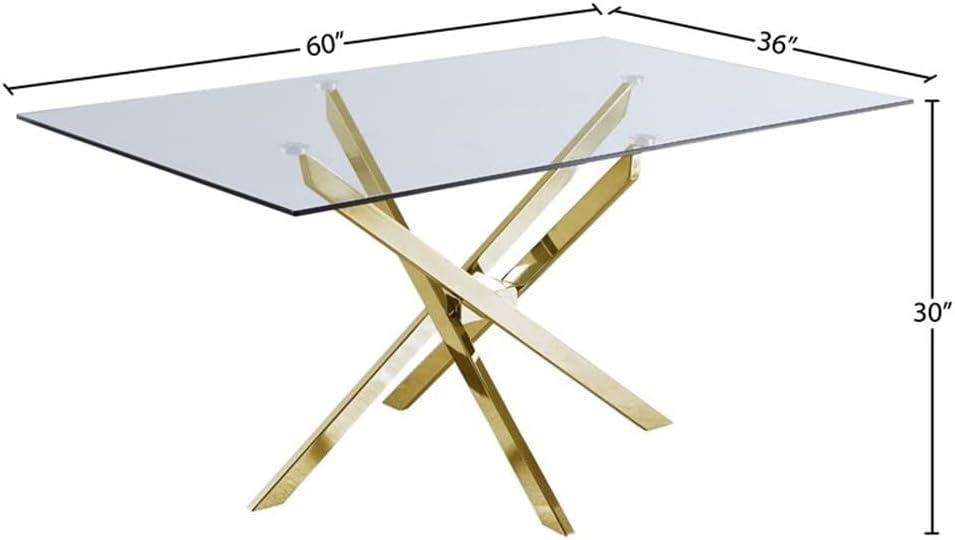 Meridian Furniture Yellow Xander Contemporary Glass Dining Table