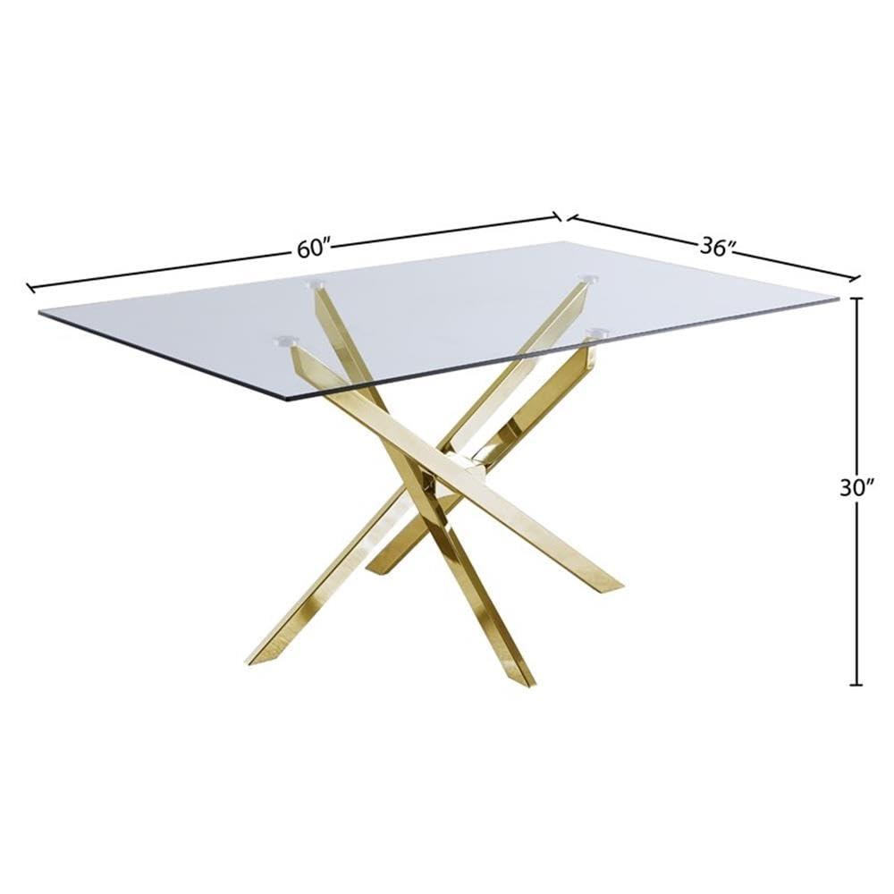 Meridian Furniture Yellow Xander Contemporary Glass Dining Table