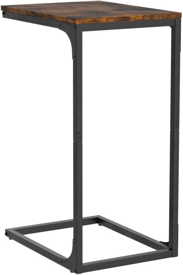 VASAGLE C-Shaped End Table, Small Side Table for Couch, Sofa Table with Metal Frame for Living Room, Bedroom, Bedside, Rustic Brown and Black ULET350B01