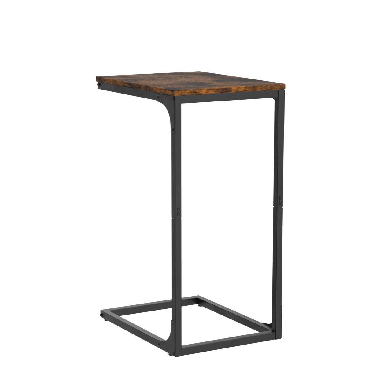 VASAGLE C-Shaped End Table, Small Side Table for Couch, Sofa Table with Metal Frame for Living Room, Bedroom, Bedside, Rustic Brown and Black ULET350B01