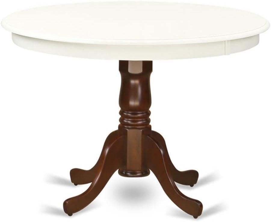 East West Furniture Hartland Round Wood Dining Table in Cappuccino/White