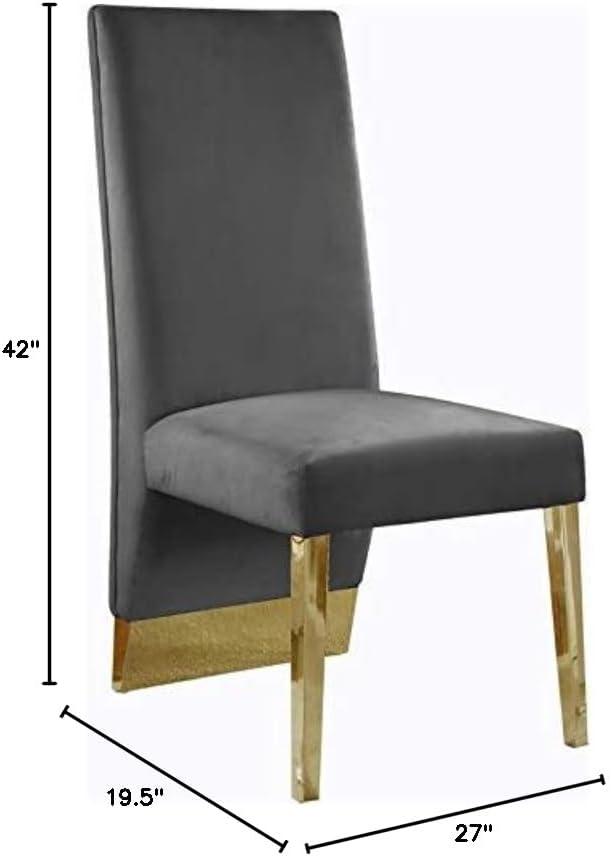 Meridian Furniture Porsha 19"H Velvet Dining Chair in Gray (Set of 2)