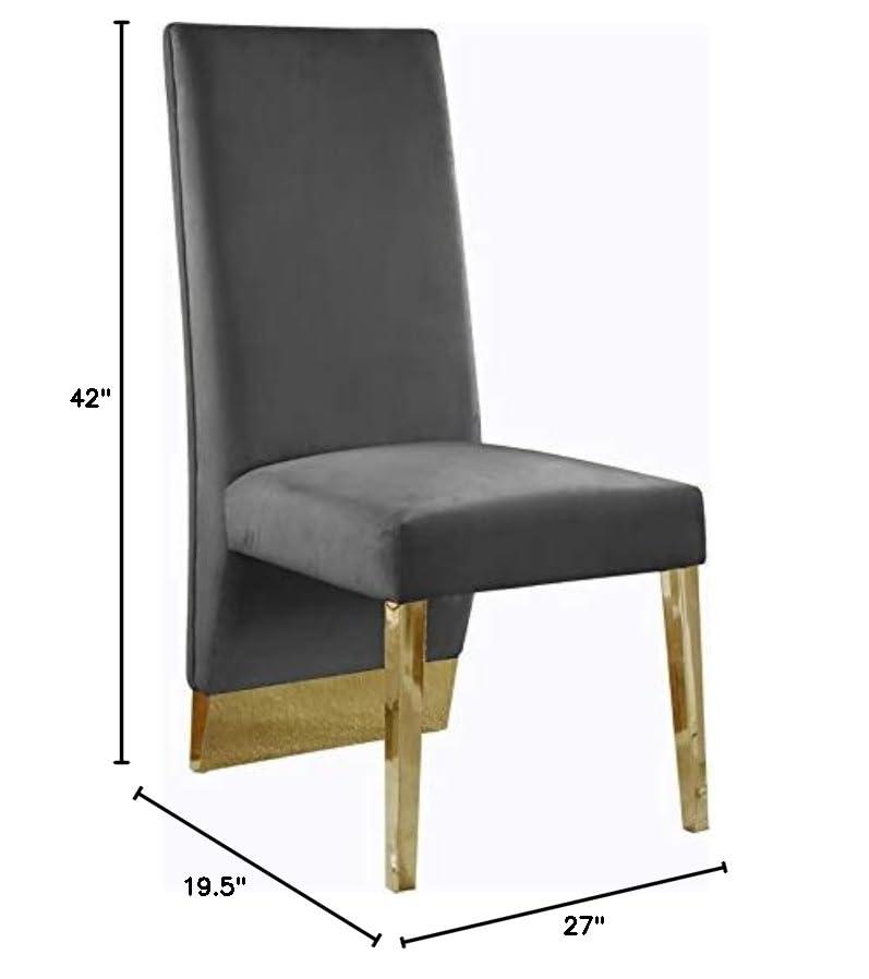 Meridian Furniture Porsha 19"H Velvet Dining Chair in Gray (Set of 2)