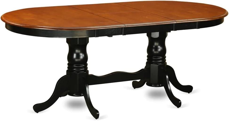 Plainville Dining Table - Charming Country Casual Design, Expandable to 78 Inches, Black & Cherry Color Scheme, Vintage-Inspired Legs.