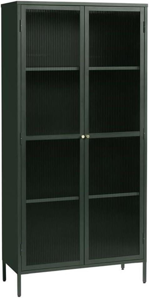 75" Contemporary Glass & Metal Display Cabinet in Green