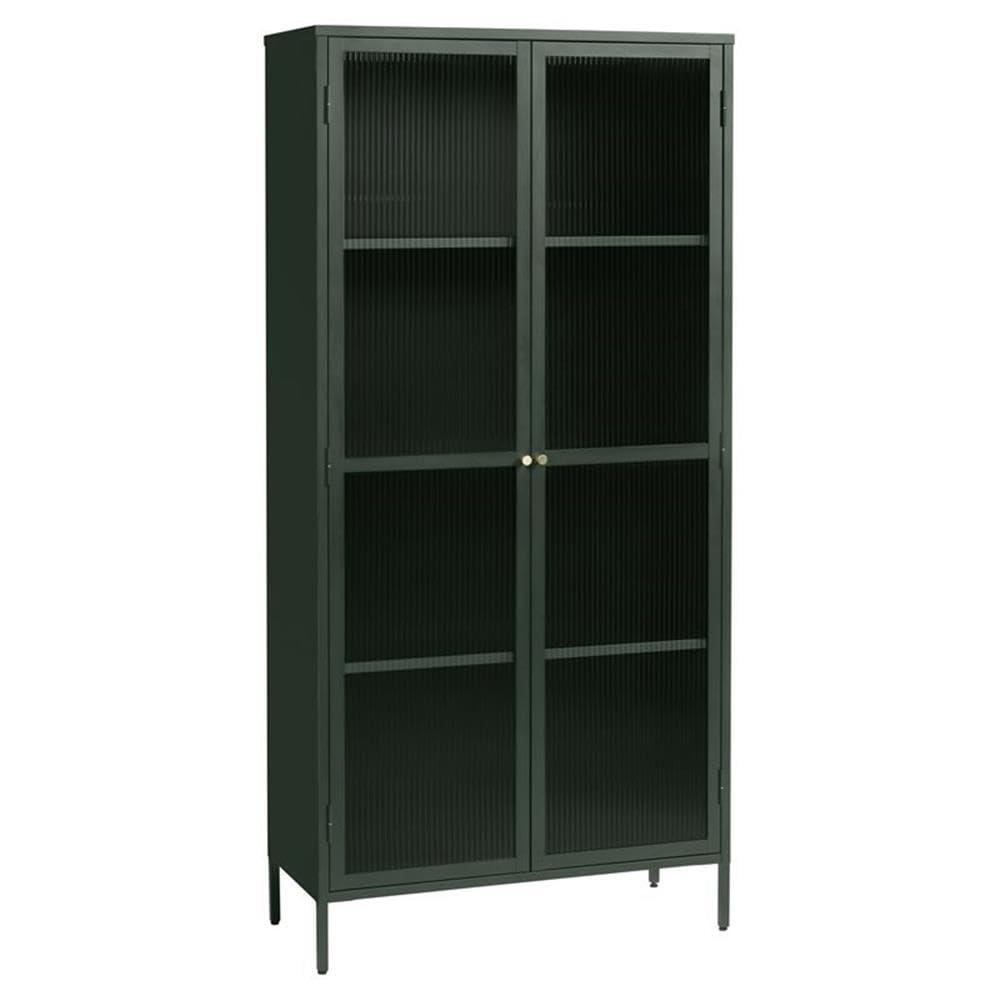 75" Contemporary Glass & Metal Display Cabinet in Green