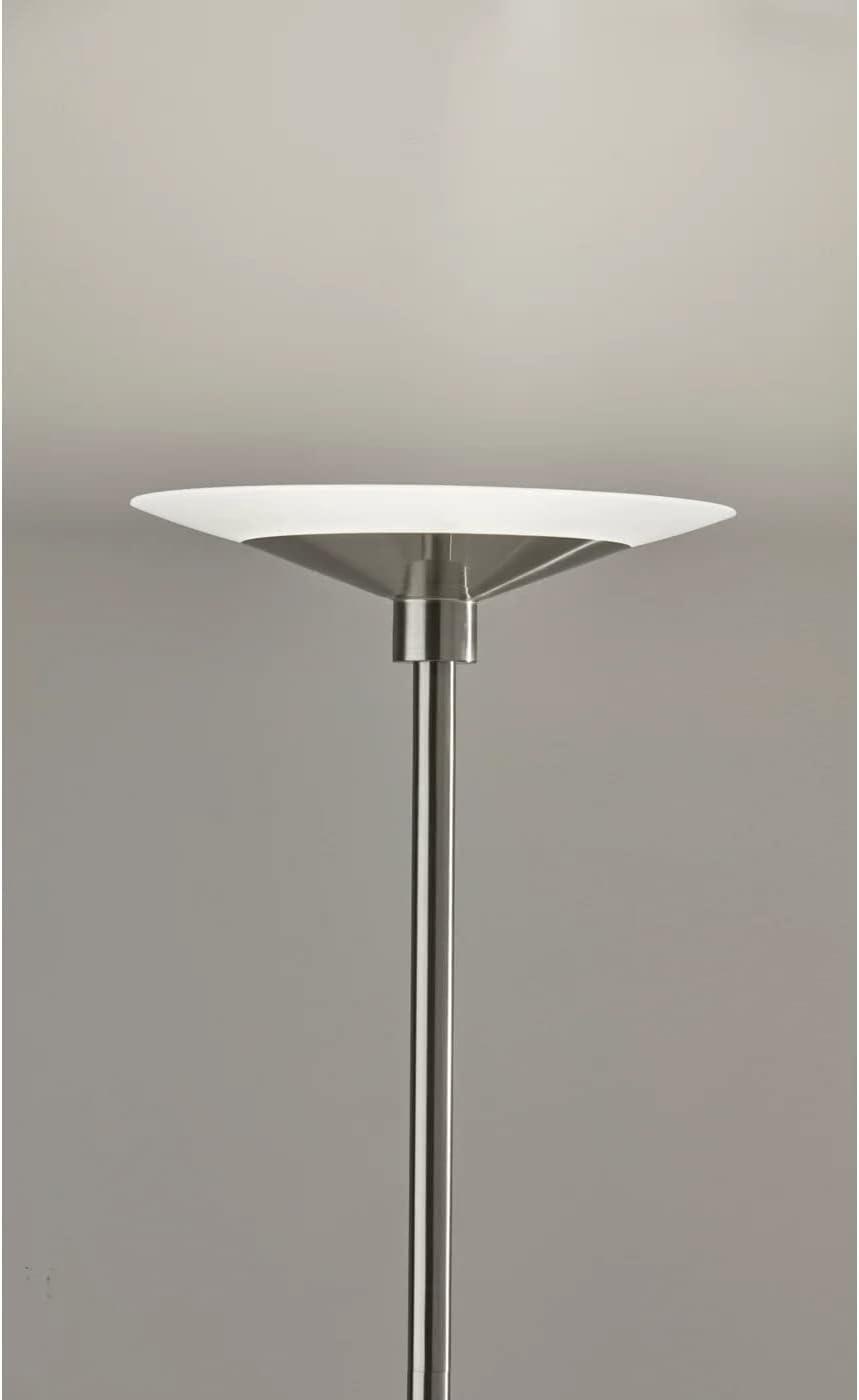 Adesso Solar Torchiere (Includes LED Light Bulb) Silver: Modern Touch Sensor, Dimmable Glass Shade, ETL Listed